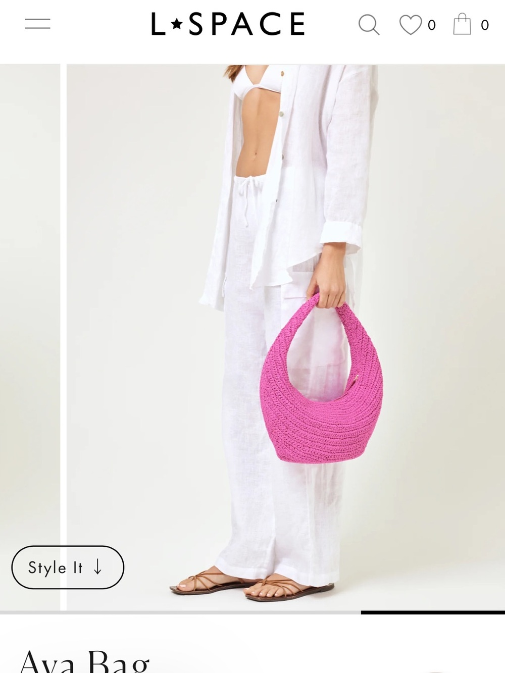 l*space Hot Pink Crochet Ava Shoulder Bag